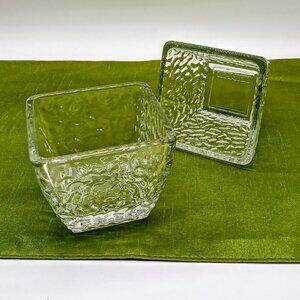 Disaronno Amaretto Square Rippled Italian Clear Glass Bowls (2)